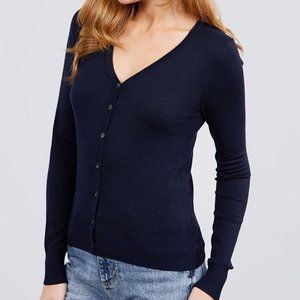 Long Sleeve V-neck Button Down Sweater Cardigan